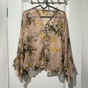 See-through flowy floral top